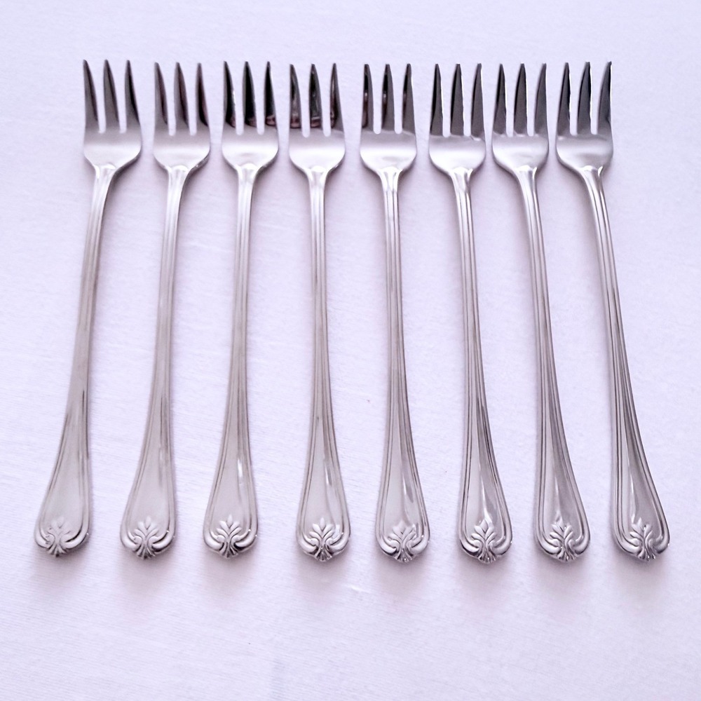 Lenox Esquire Set of 8 Stainless 18/8 Seafood Cocktail 5.5" Forks Vintage 90s